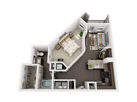 Floor plan for 1 bed, 1 bath, 809 sqft